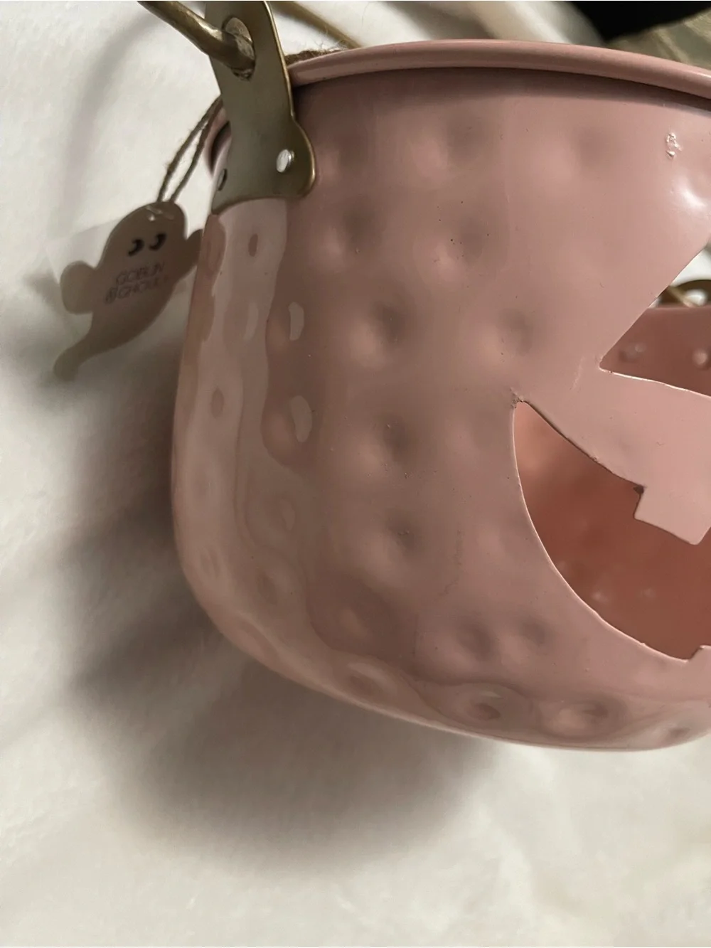 Pink Ceramic Jack-O'-Lantern Lantern